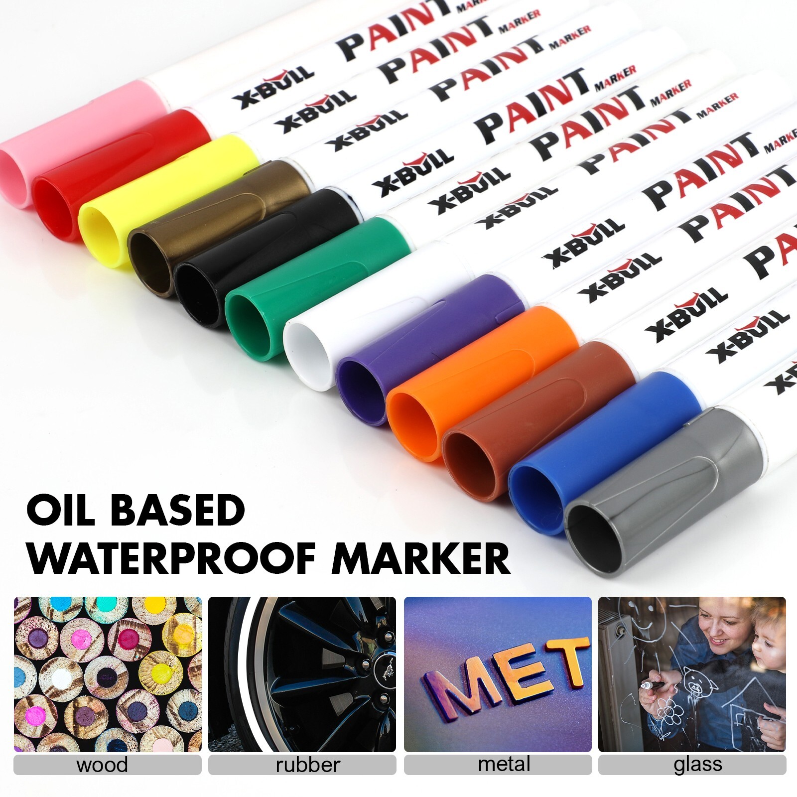 12Pcs Waterproof Permanent Paint Marker Pen For Car Tire Tread Rubber Metal