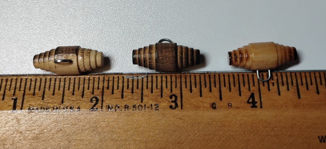 Vintage 7/8″ Brown Wooden Toggle Buttons with Metal Shanks – 1 Dozen