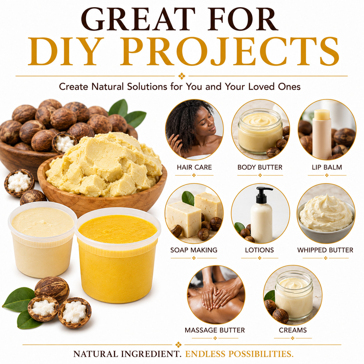 Raw African Shea Butter 12 oz. IVORY Pure Unrefined Raw Organic from Ghana