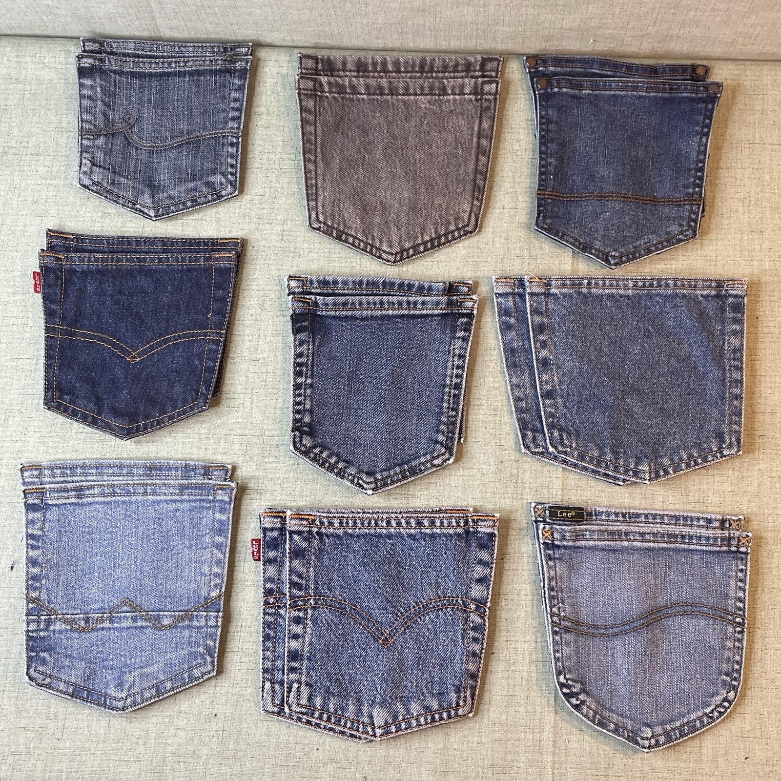 30 Pair Back Pockets Denim Jean for Quilting Crafts Sew Mixed Sizes Approx 6″