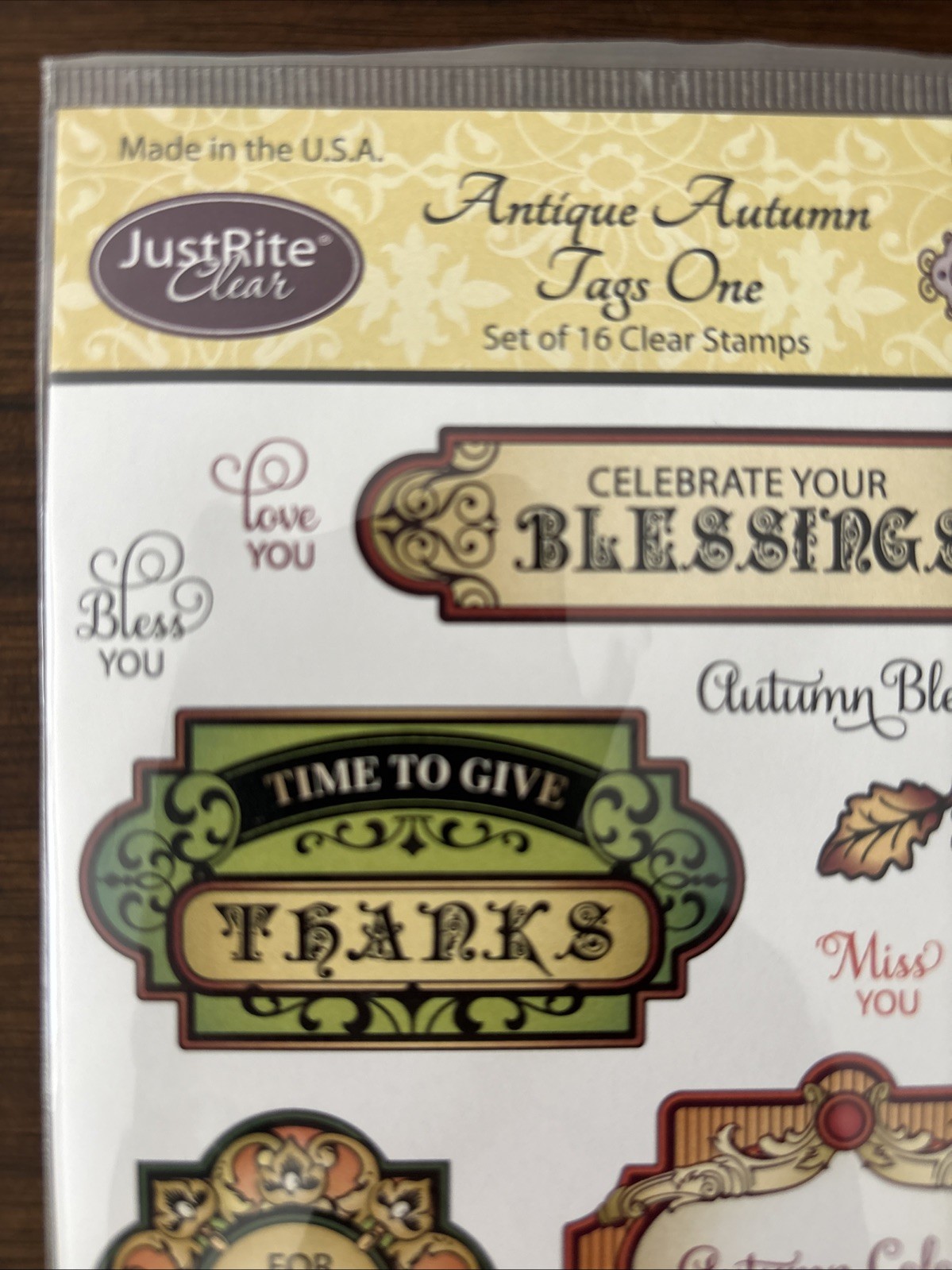 justrite stamp Clear Antique Autumn Tags One