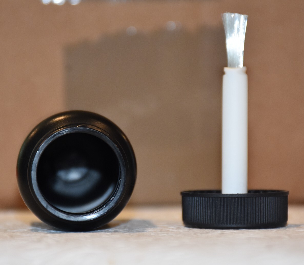 2oz Black Craft Bottle with Brush in Cap –  100 Pack