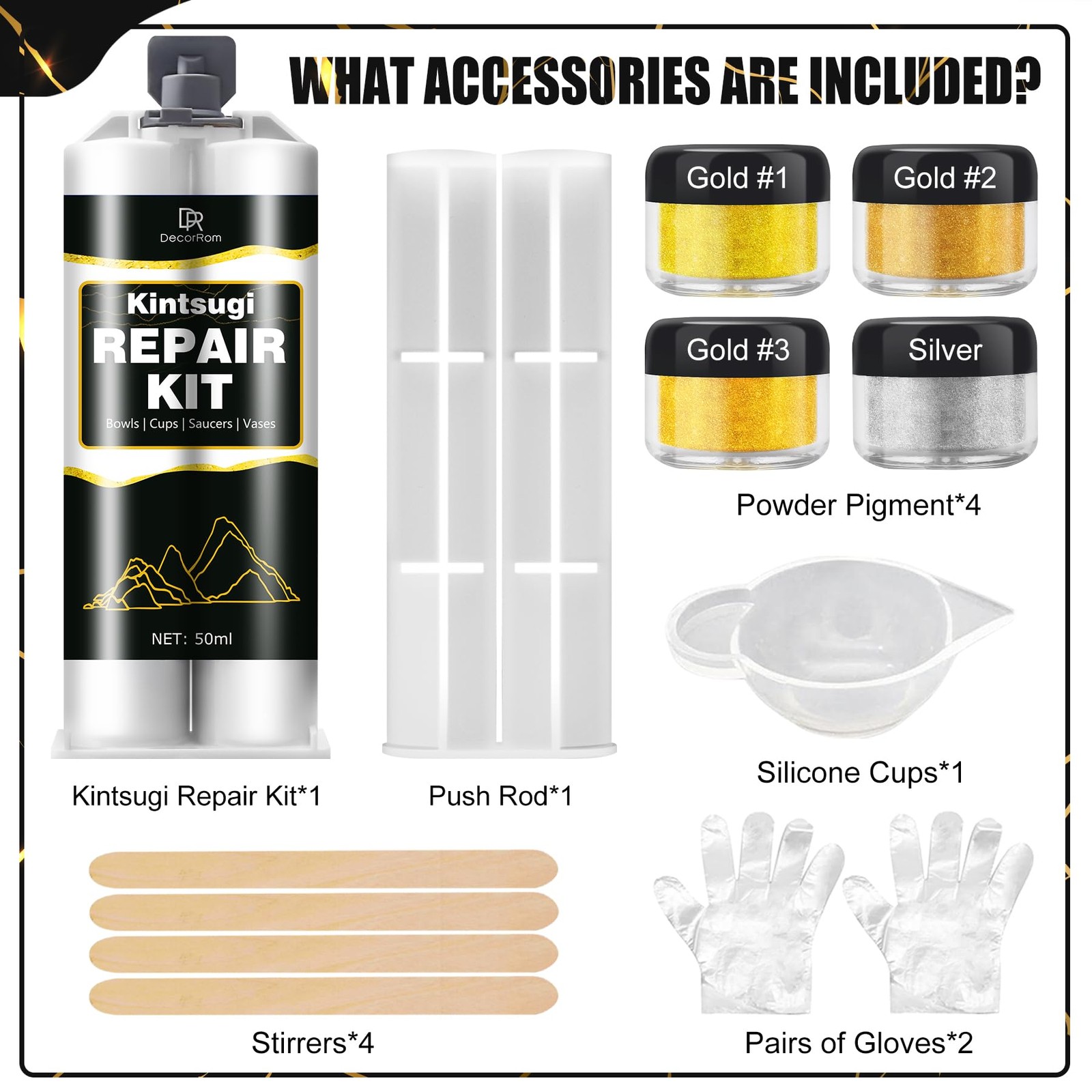Kintsugi Repair Kit – Food Safe Kintsugi Kit Repairs Broken Ceramics, Glass, …