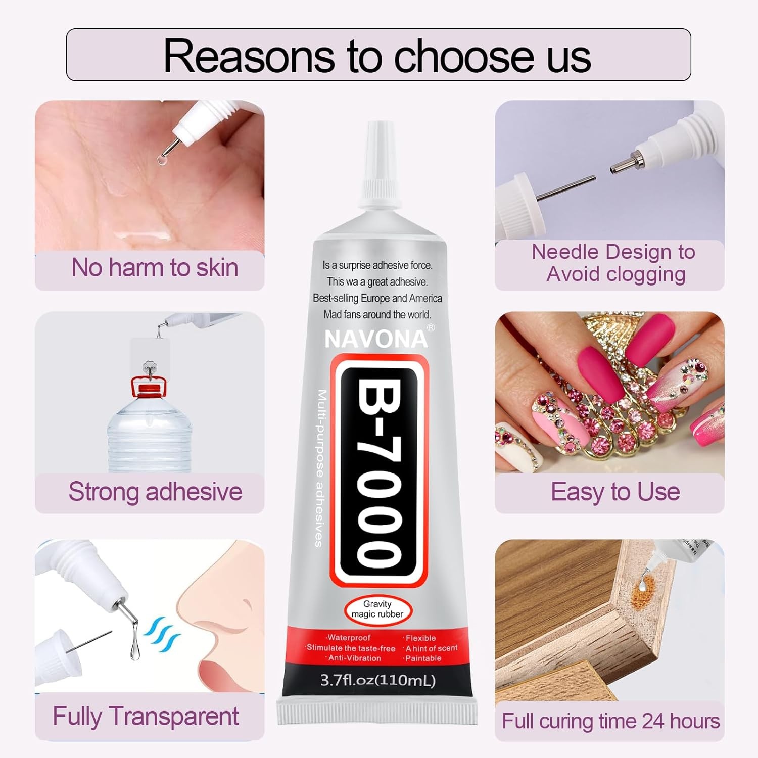 3 PCS B7000 Glue 110ml Set w/ Precision Tip, Tools for Jewelry, Fabric, Crafts