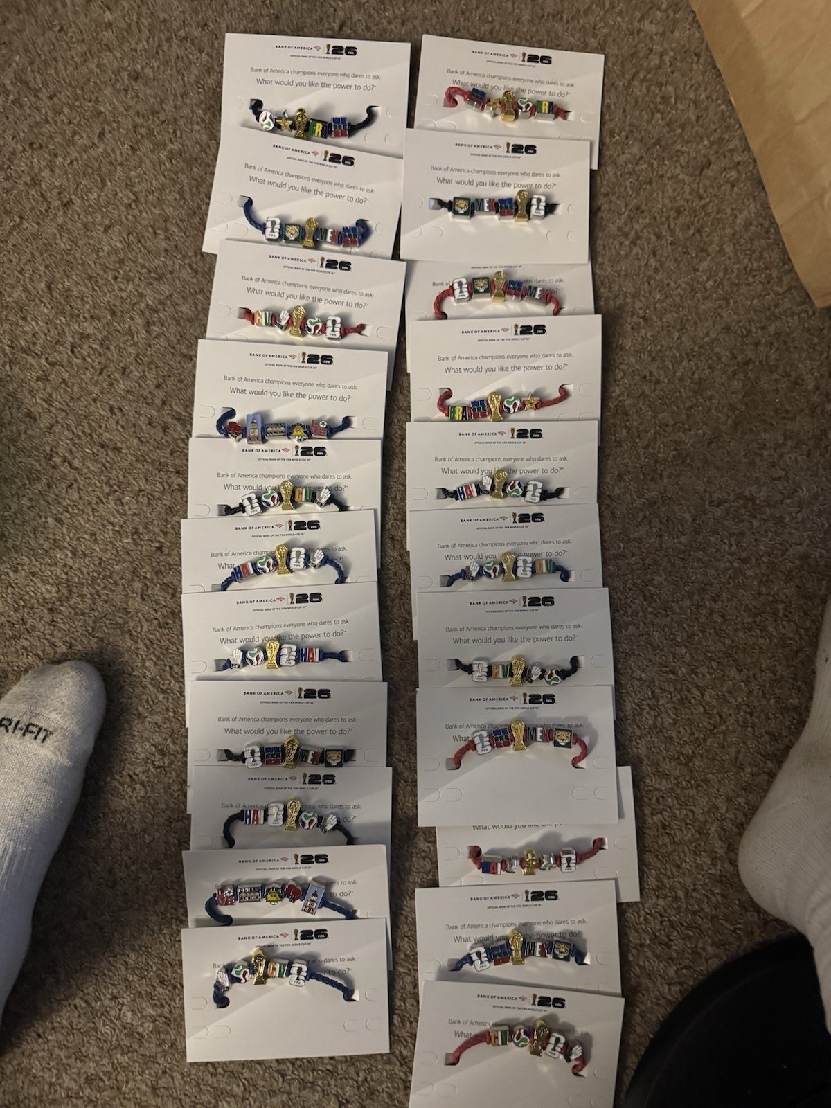 FIFA World Cup 26 Fan Band Charm Bracelets. Different assortments.