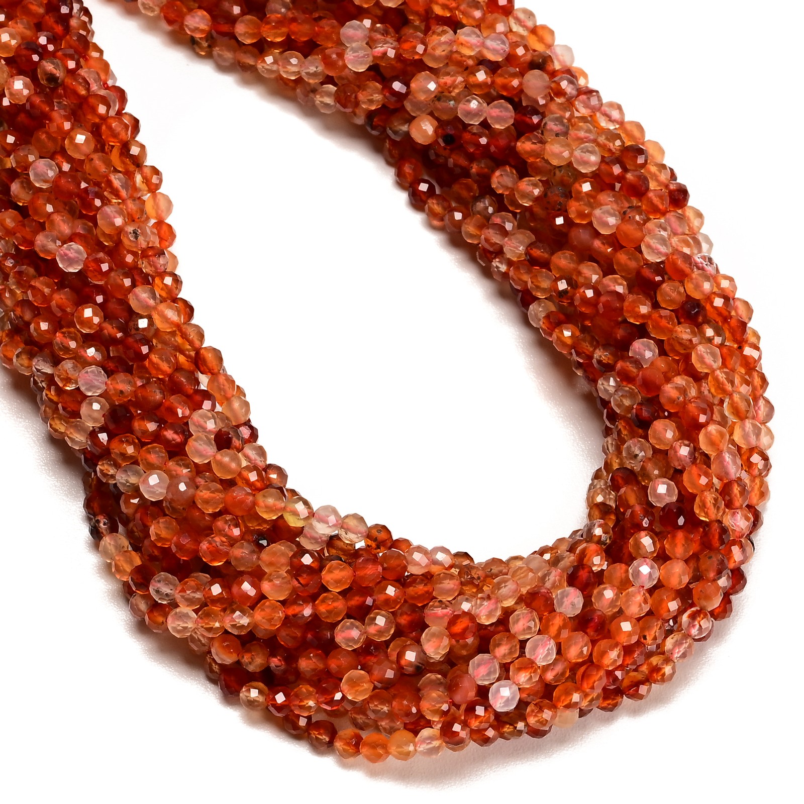 Natural Carnelian Faceted Round Beads Size 4mm 15.5″ Strand