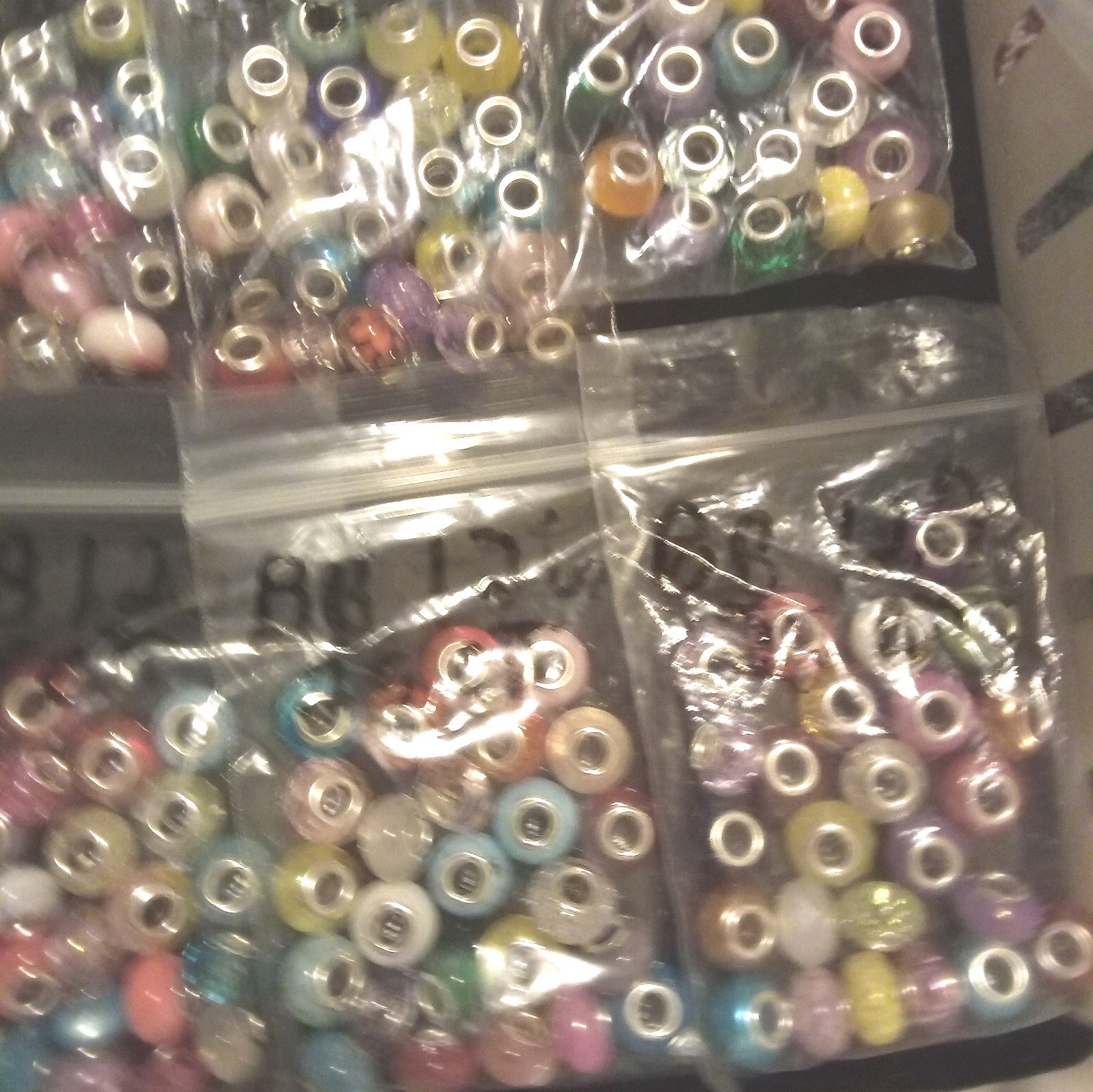 Large Hole European Beads Multi-Colors Silver lined. Item # A112 (25 count)