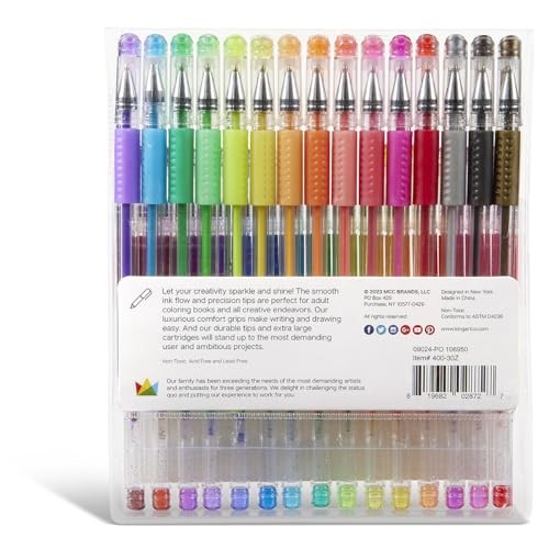 30 Count Glitter Gel Pens Set Assorted Colors Smooth Writing Non Toxic