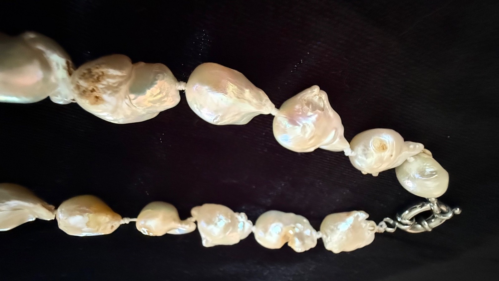 Vintage Freshwater Baroque Pearl Necklace with Metallic Clasp 17.5″ Long