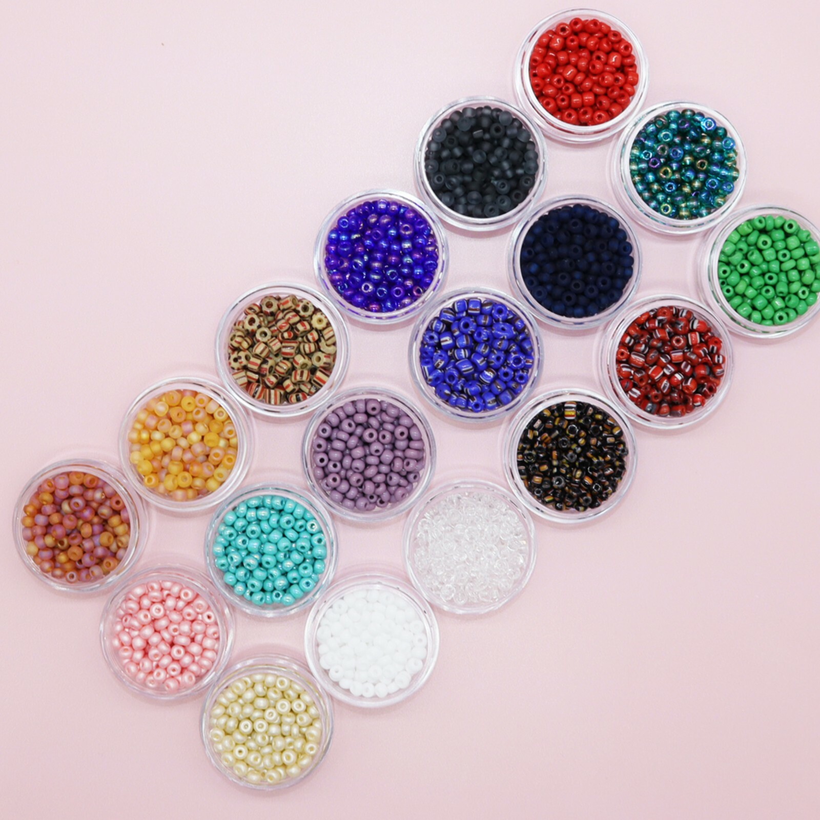Fun-Weevz 6/0 Glass Seed Beads for Jewelry 18 Colors Glass Mini Beads for Adults