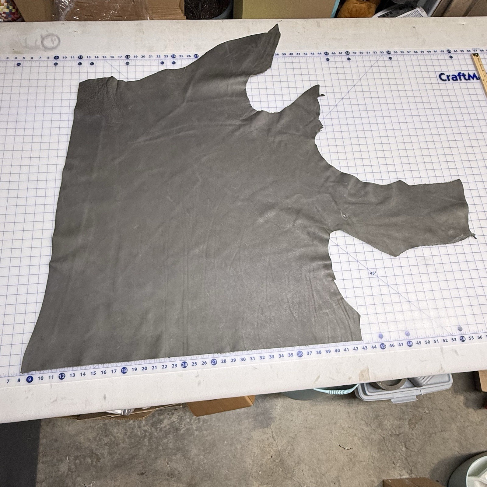 Grey Leather Hide Top Grain Remnant – See Description