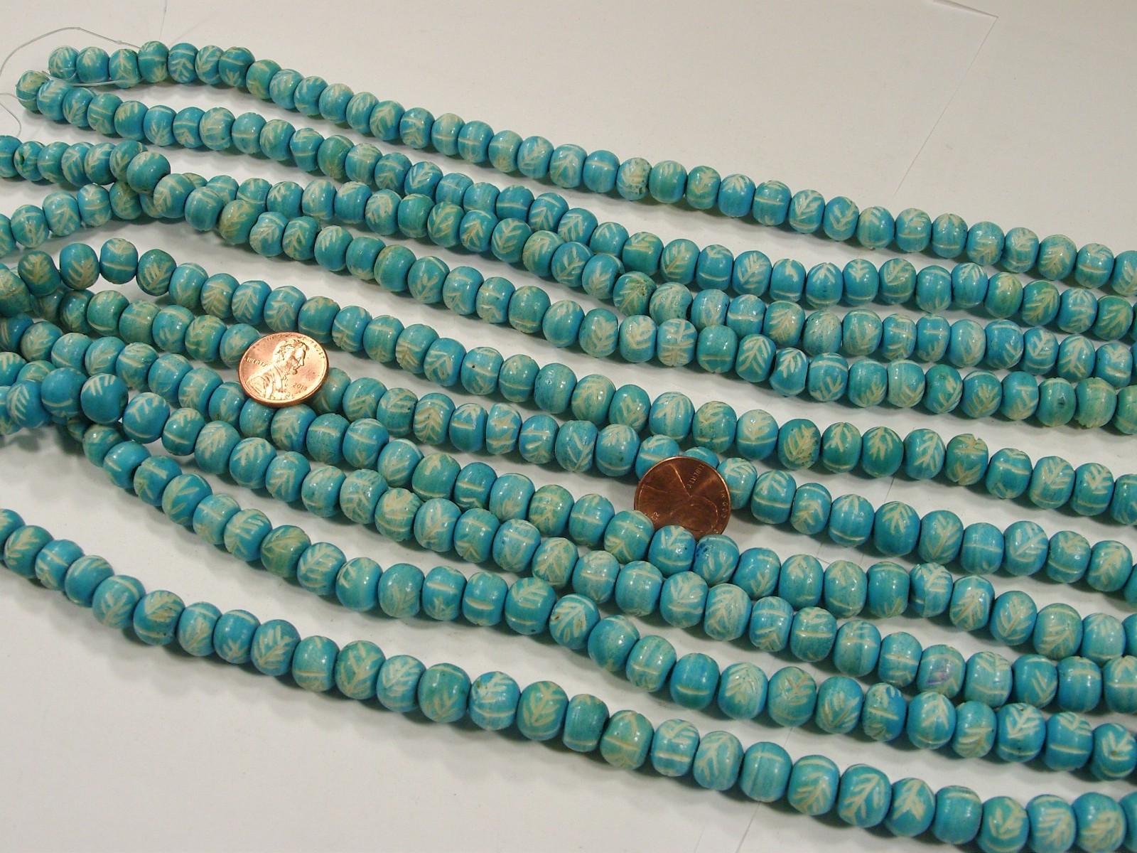 10 Strands 15″ (8mm x 10mm) India Handmade Water Buffalo Bone Beads (QBQ-6) ⭐