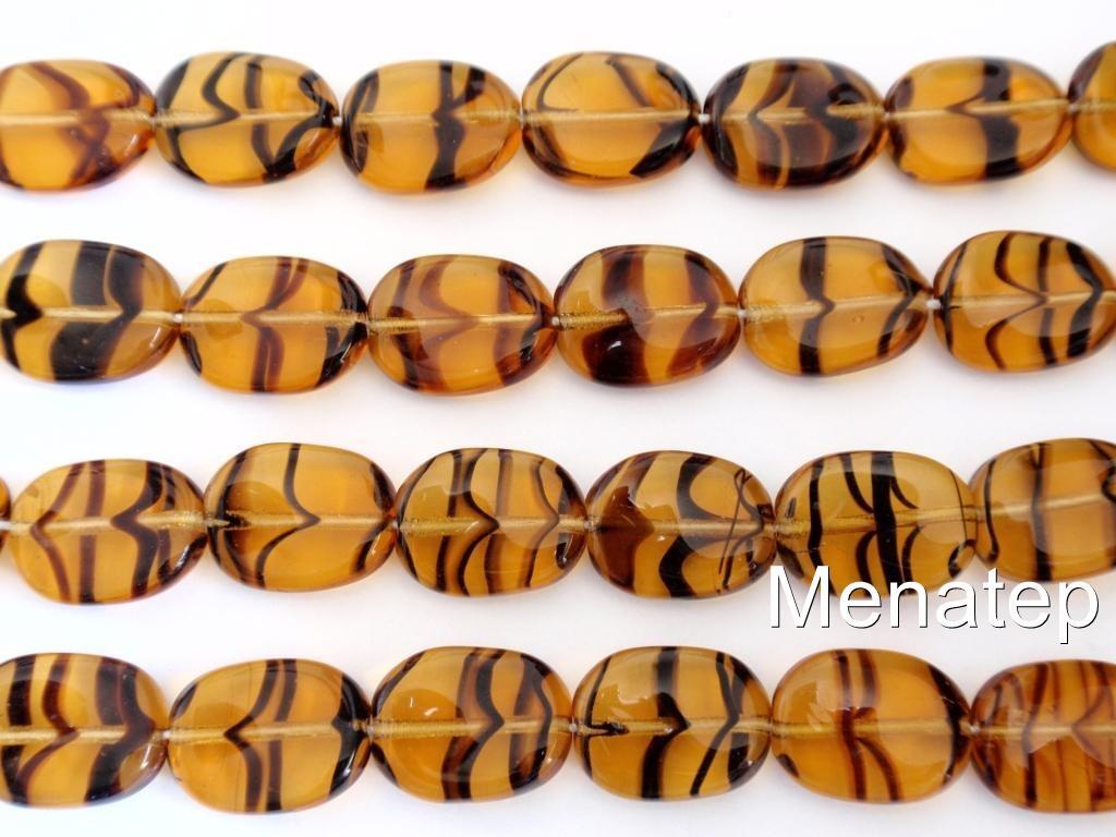 25 12 x 9 mm Czech Glass Twisted Flat Oval Beads: Tortoise