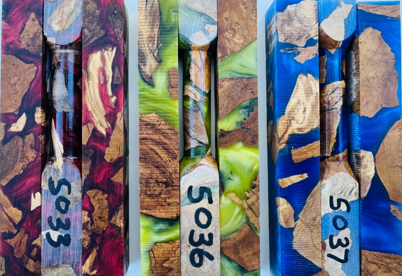 Pen Blanks * Olive Burl & Epoxy Hybrid * Mica Powder Colored * Pen Blank