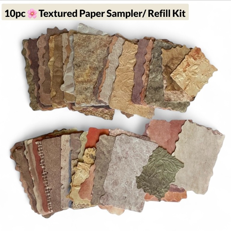 Textured Paper Sampler ✿ 10pc Ephemera Test Kit – Scrapbook & Junk Journal Pack