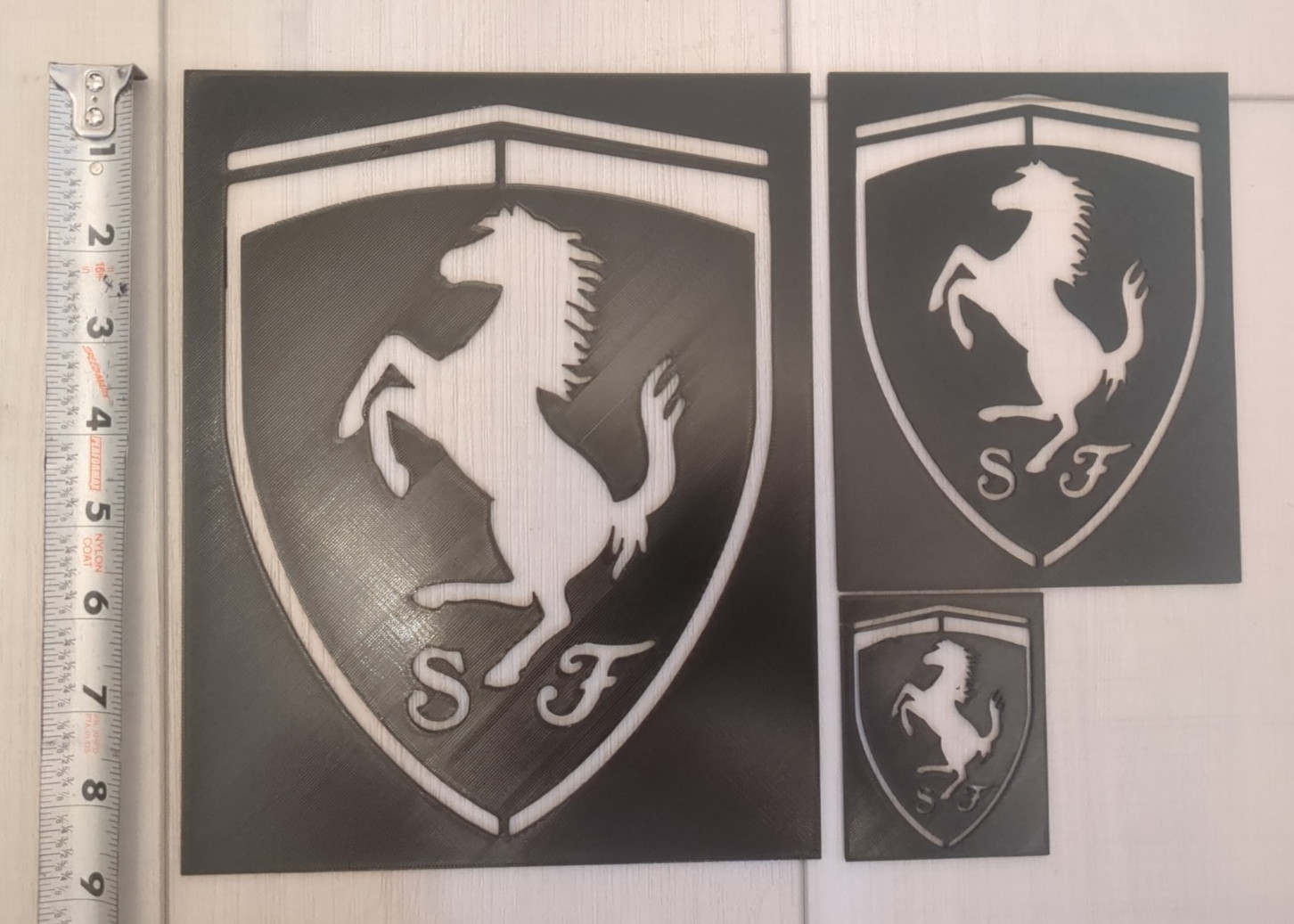 Ferrari Logos Stencil Set – 3 Sizes – 3″ 6″ and 9″ (Paint Or Carpet Stencils)