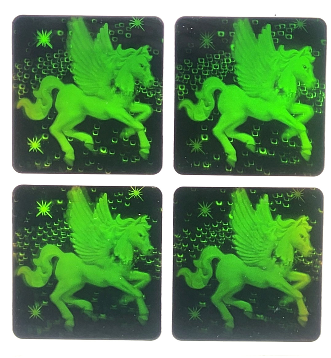 VTG Polaroid 3-D 90’s Hologram Stickers – Pegasus – Horse (4 ) 1.75 x 1.75″ EA