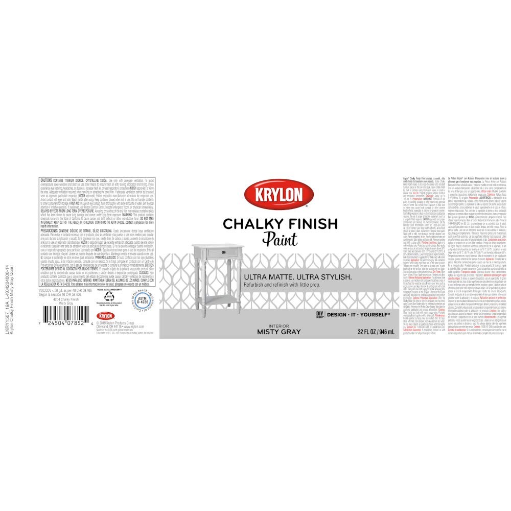 Krylon K04204000-14 Chalky Finish Quart, 32 Fl Oz 1 Quarts (Pack of 1), Gray