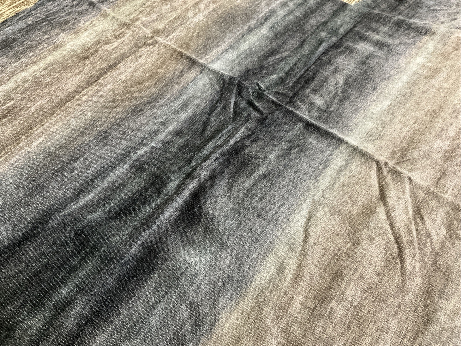 Remnant Fabric Soft Chenille Feel With Blues Grays & Browns Less Than 1 Yd