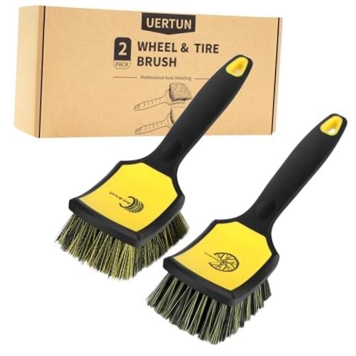 Wheel and Tire Brush Detailing Kit, Yellow | Soft Rim Brush & black yellow