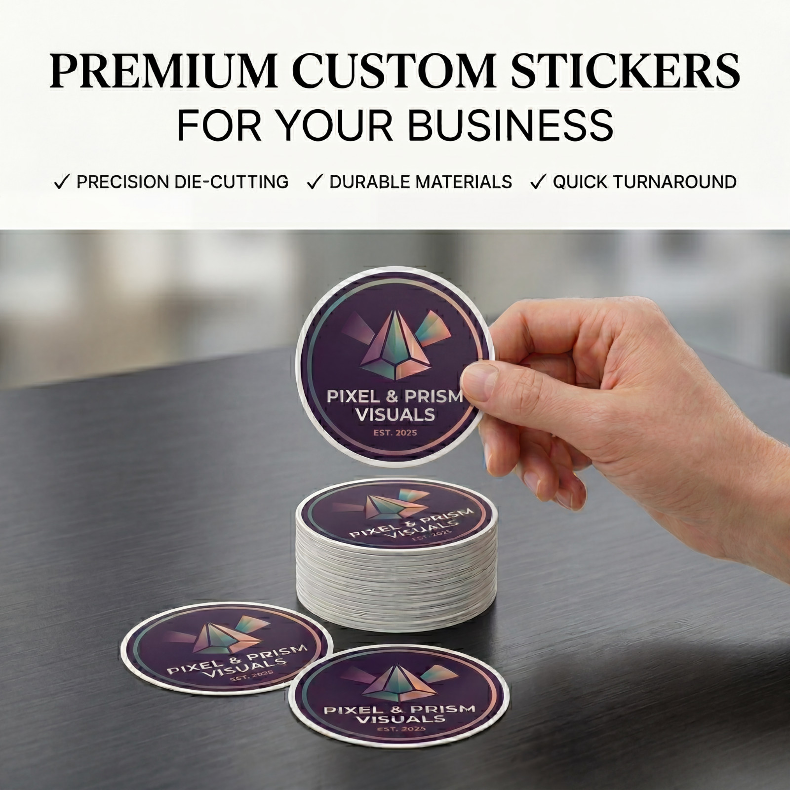 100 Custom Round Logo Stickers – Waterproof Vinyl Business Labels, Personalized