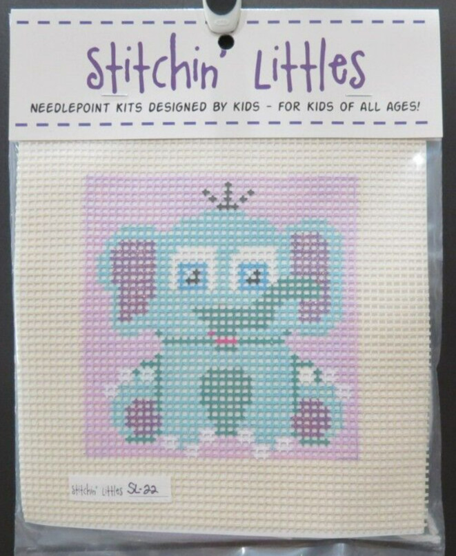 Stitchin Little Handpainted Needlepoint Kit for all Ages – Elephant