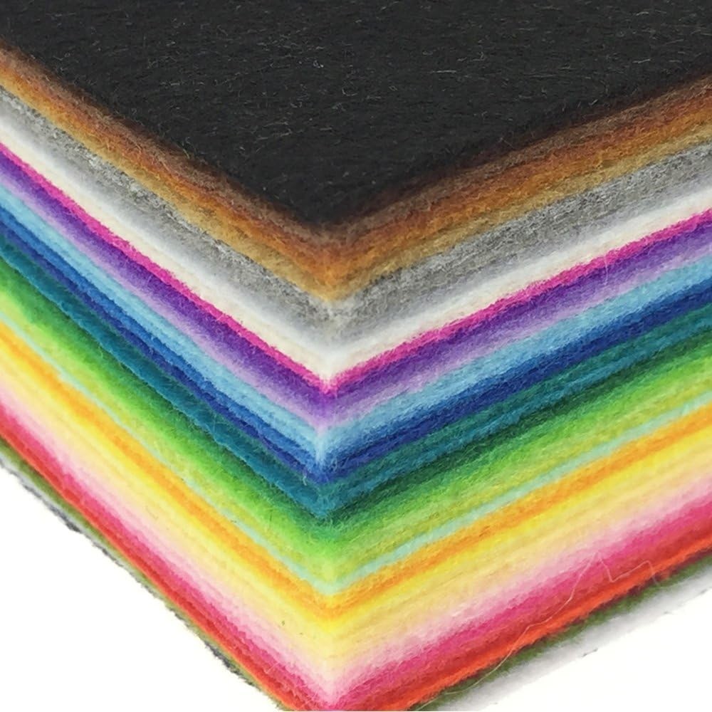 Durable 1mm Thick Felt Fabric Sheets – 42 Assorted Colors for Crafters