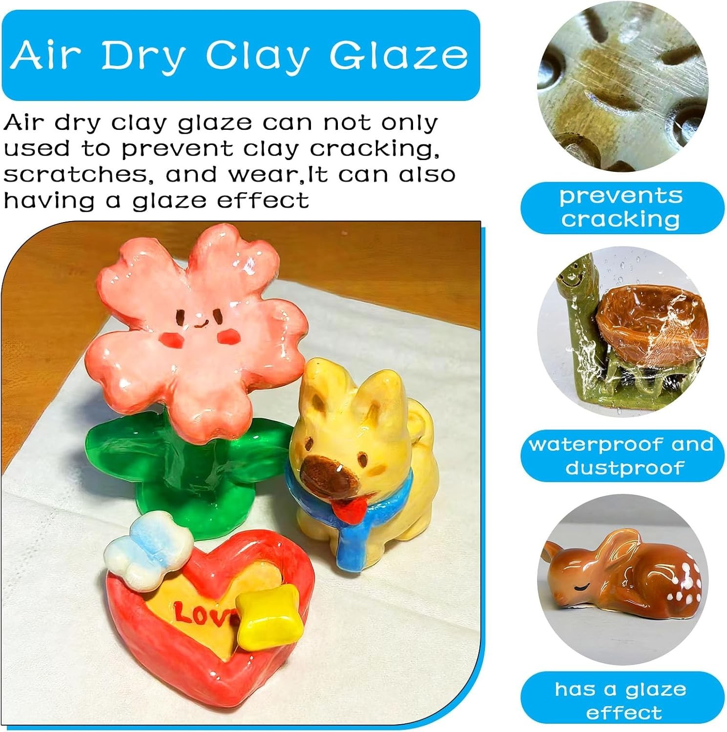 Air Dry Clay Glaze, Gloss&Matte Finish, Prevents Cracking, Scratches, Watertig..