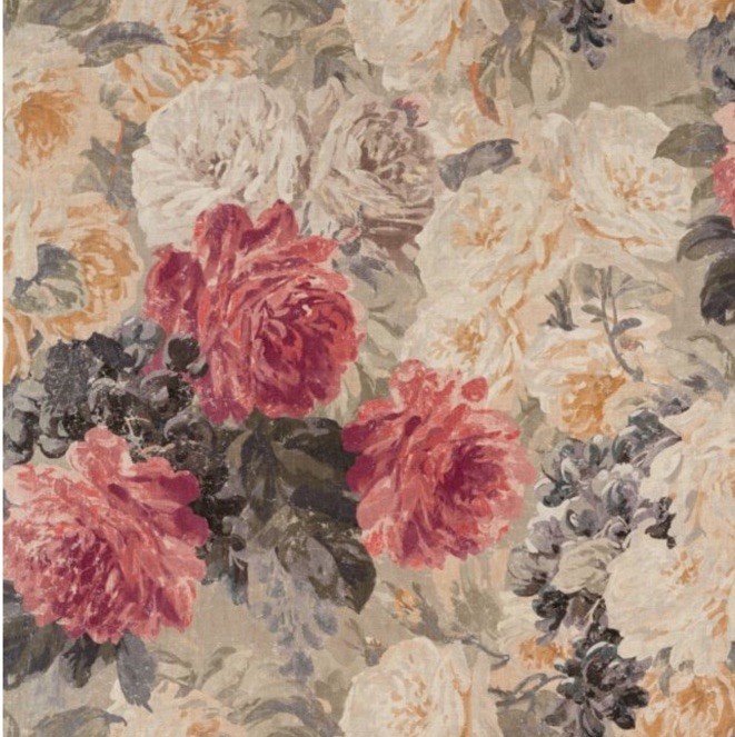 Zoffany Curtain/Uph ‘ROSE ABSOLUTE – SUNSTONE/MERCURY’ 3.2 METRES – 100% LINEN