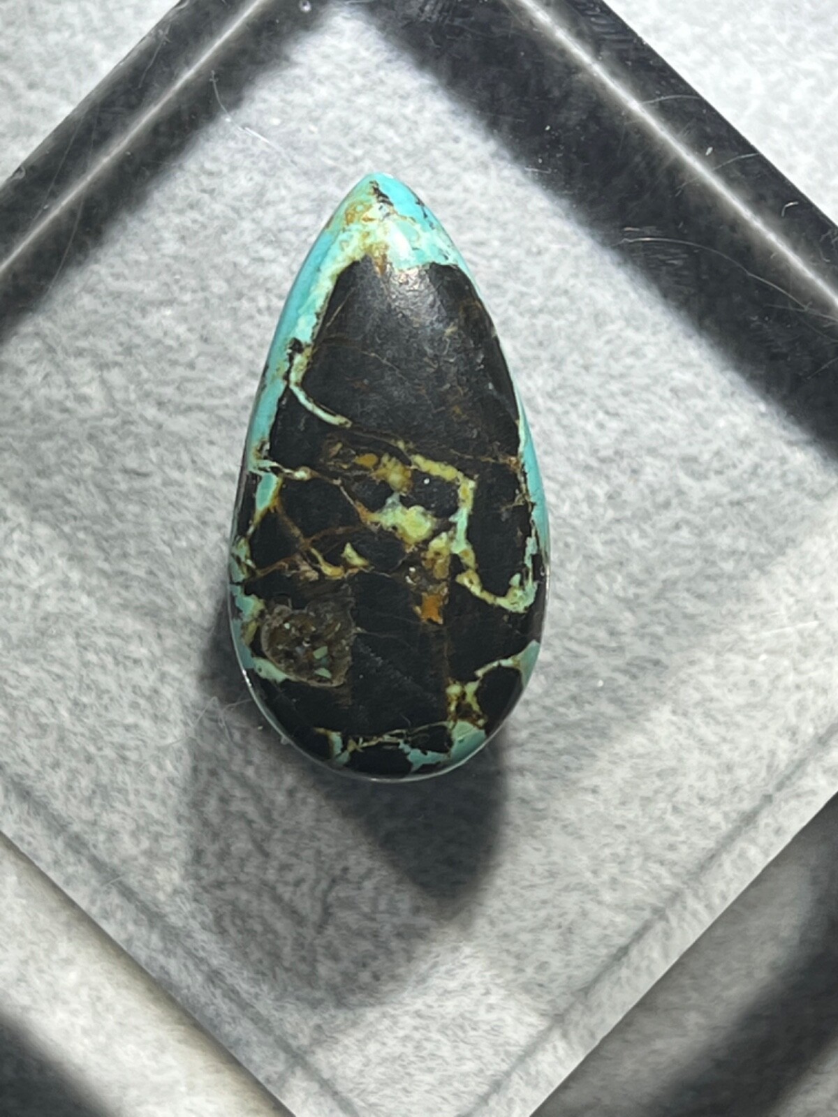 Blue Moon Turquoise 17 ctw Pear tear drop Cabochon. Tonopah, Nevada USA mined