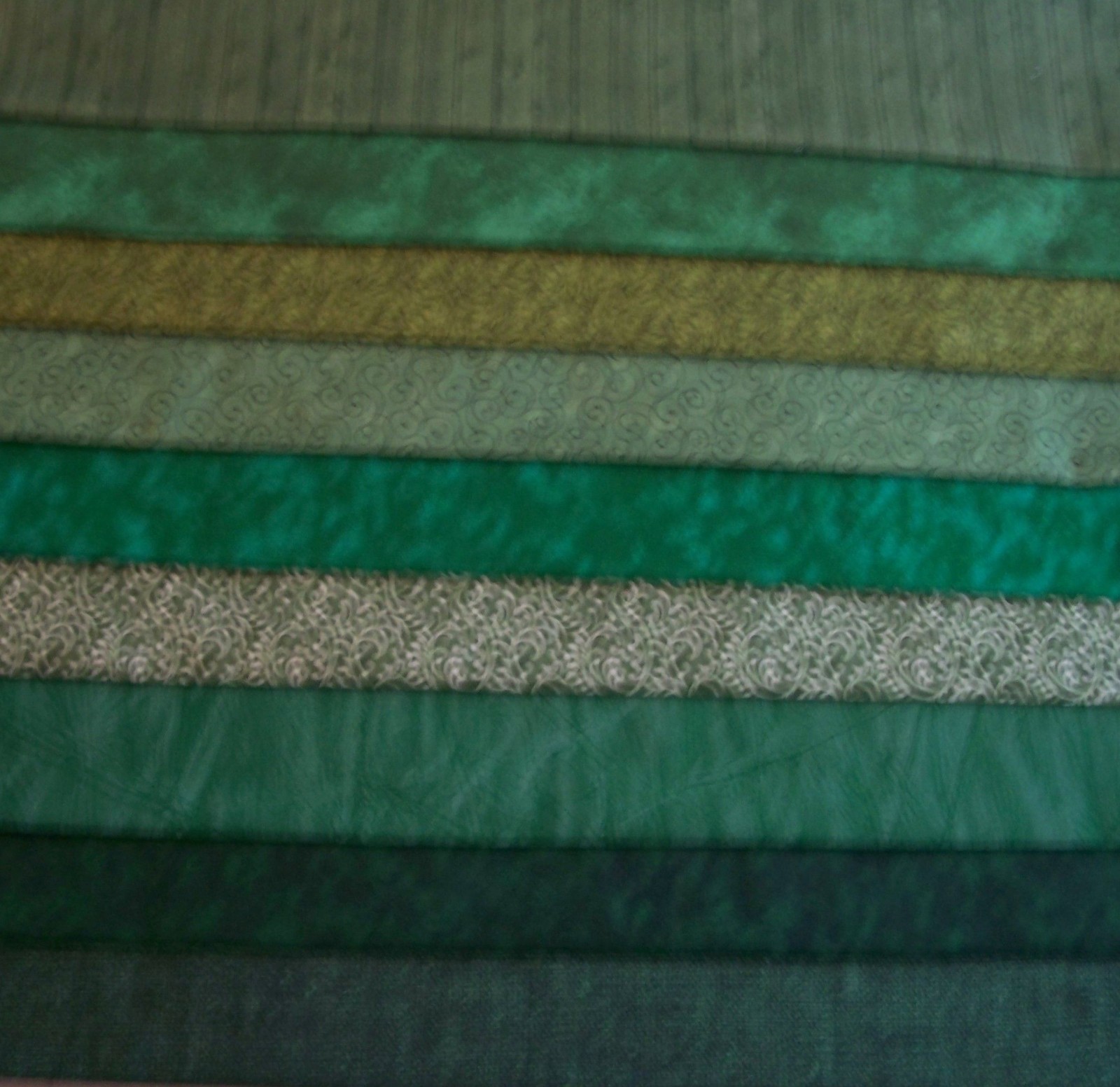 9 Greens Fat Quarters Bundle Tonal tone on tone Fabric Precut