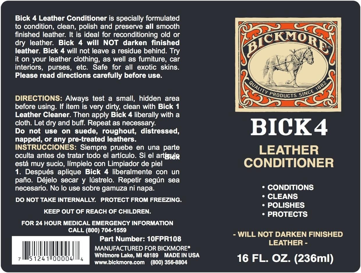 Bick 4 Leather Conditioner 16 Fl Oz – Best Since 1882 – 16 Fl Oz (Pack of 1)