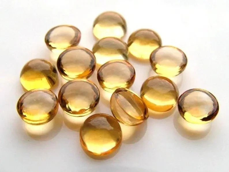 Wholesale Natural Citrine Cabochon Round shape Loose Gemstone Lot Jewellery.