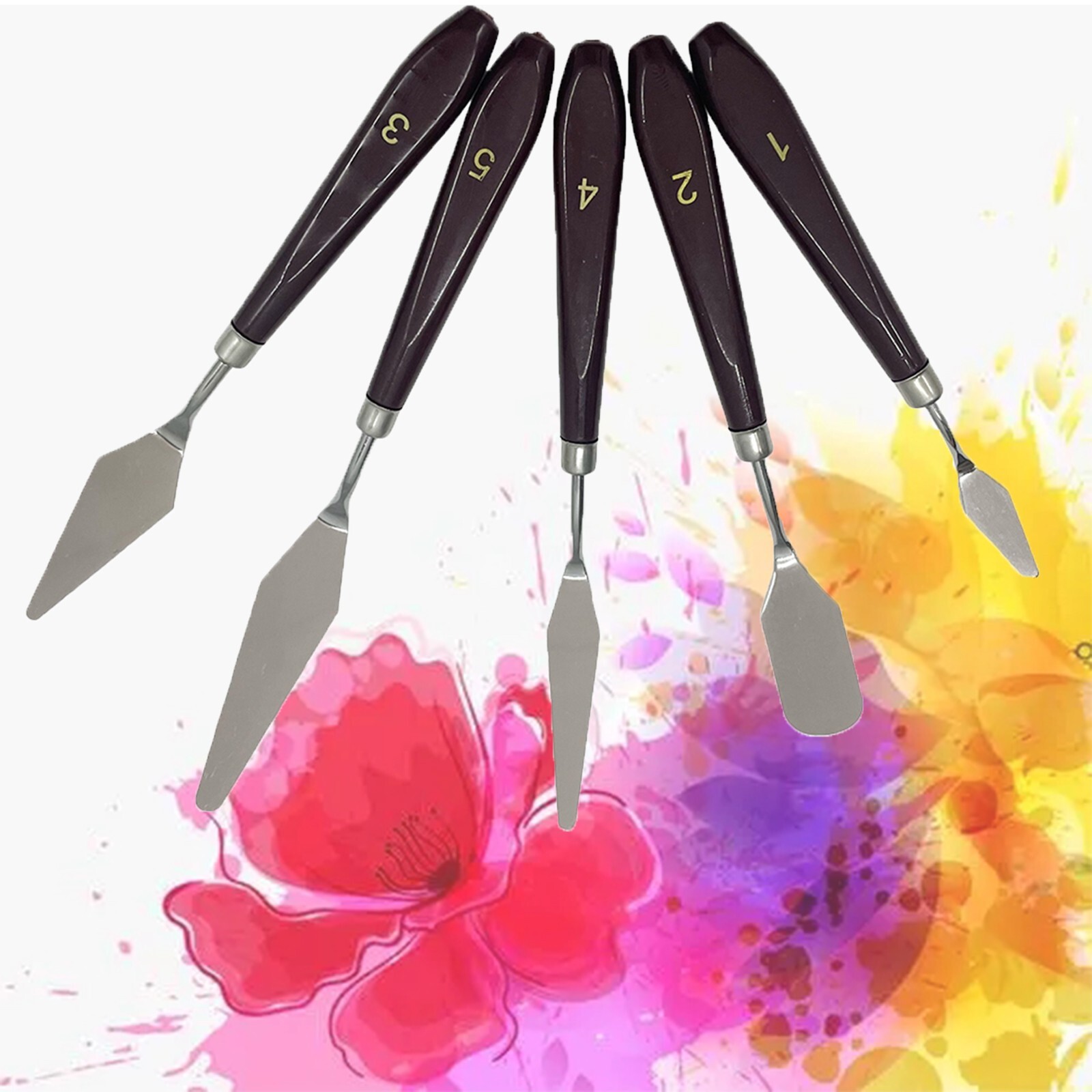 5PCS/Set Palette Knife Stainless Steel Palette Painting Scraper Tools for Artist