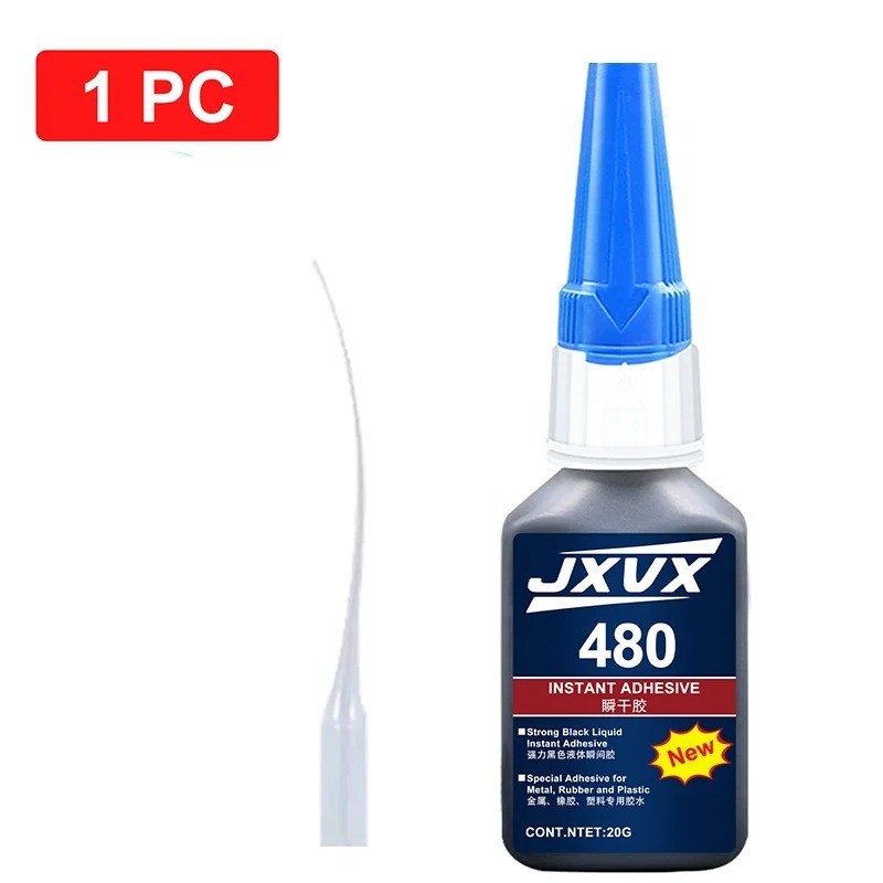 Black Super Glue 480 Fast Dry Cyanoacrylate Leather Rubber Plastic Repair Glue