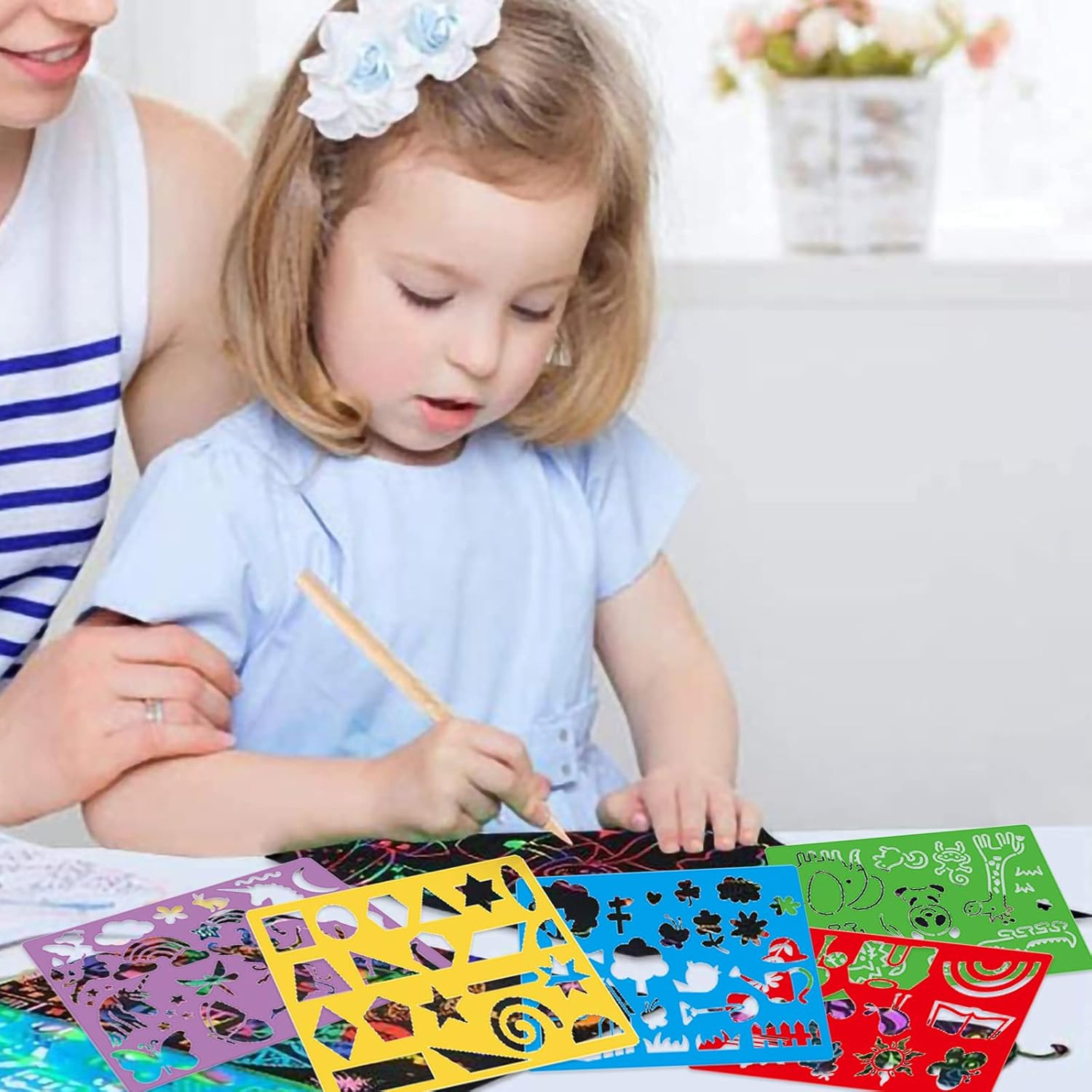 Stencil Drawing Kit for Kids, 25 Pcs Plastic Drawing Stencils with 400+ Shapes,