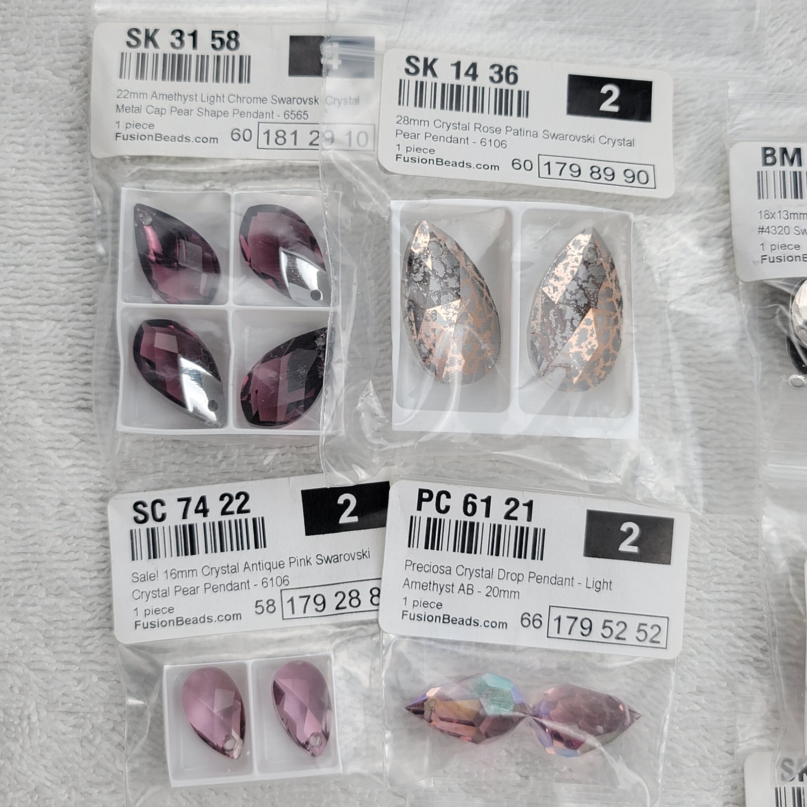 Swarovski Crystal Pendant Lot Pear Drop Helix Shell Preciosa Red Magma AB