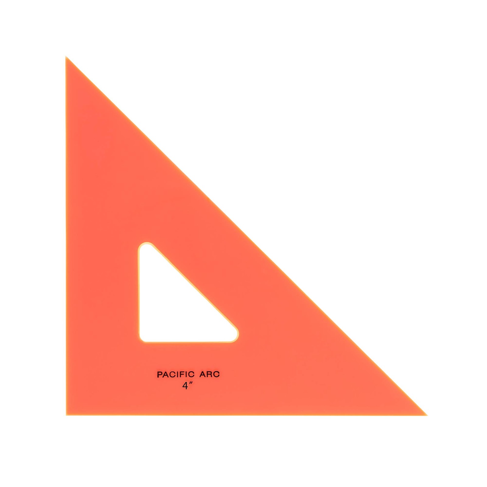 Pacific Arc Drafting Triangle, 4-in, 45/90 degrees, Fluorescent Orange