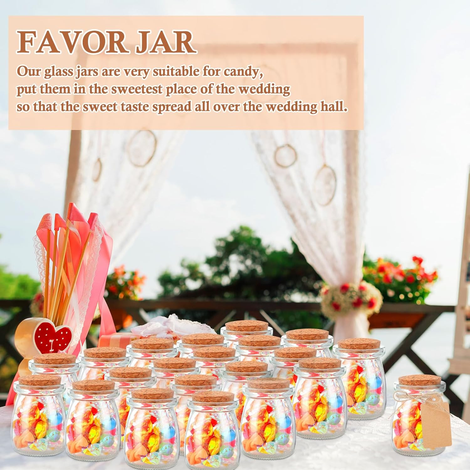 50 Pack Glass Favor Jars with Cork Lid 3.4 Oz Small Glass Bottles Jars