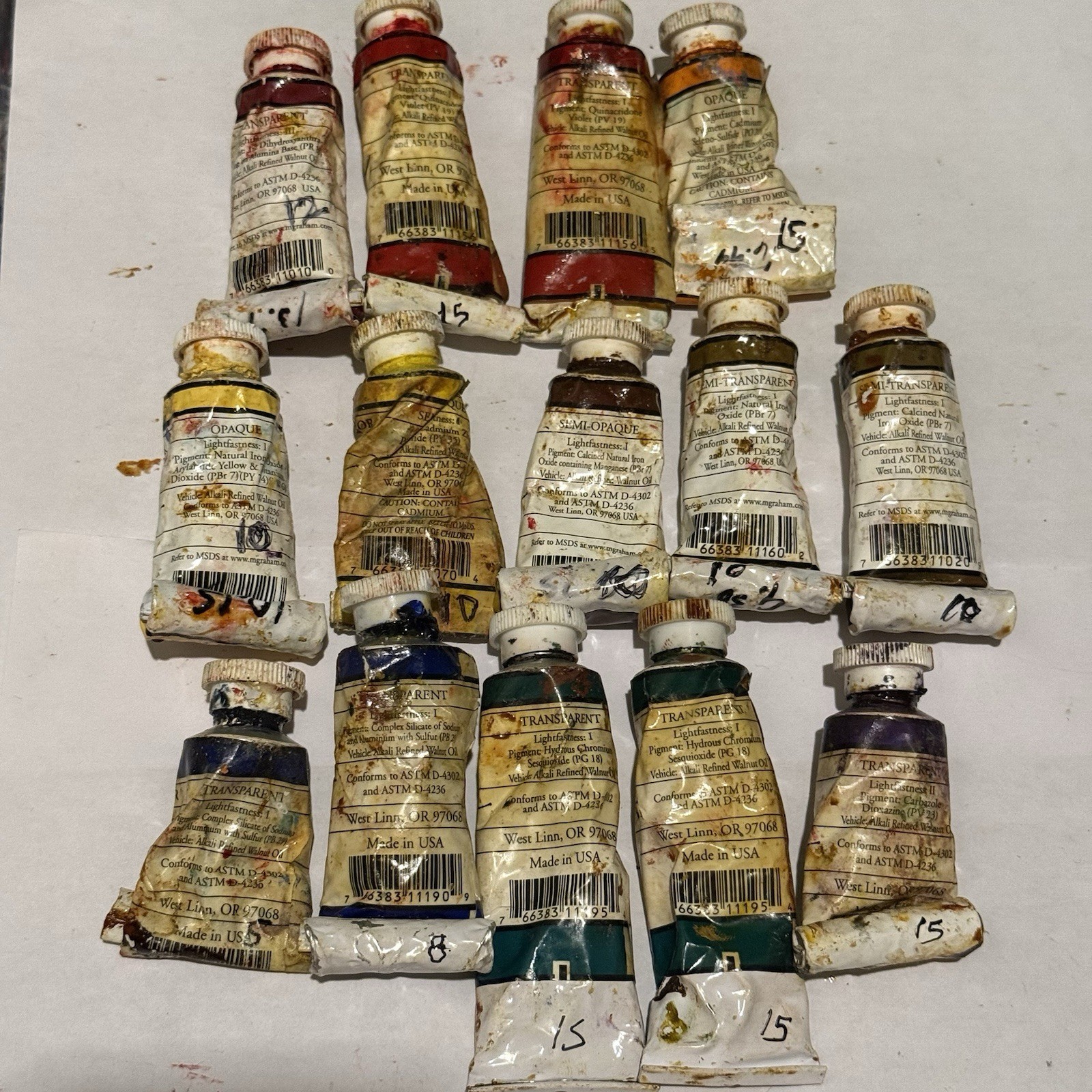 M. Graham Artist VINTAGE Oil Paint Red Cadmium Yellow Blue Viridian Green RARE