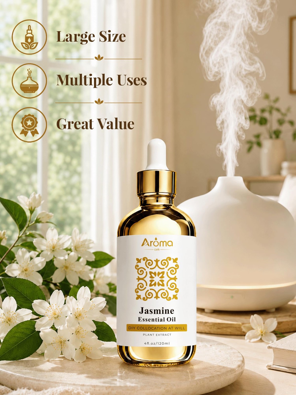 100% Pure Jasmine Essential Oil 4 fl oz – Oils 4 Fl Oz (Pack of 1)