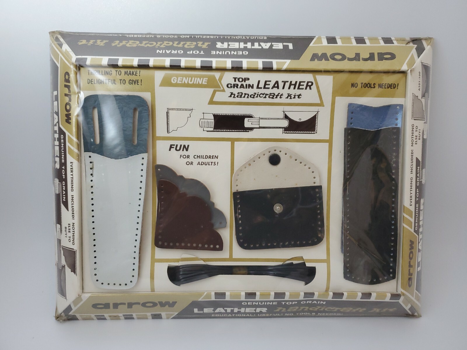 Vintage 1962 Arrow Genuine Top Grain Leather Handicraft Kit NEW OLD STOCK RARE
