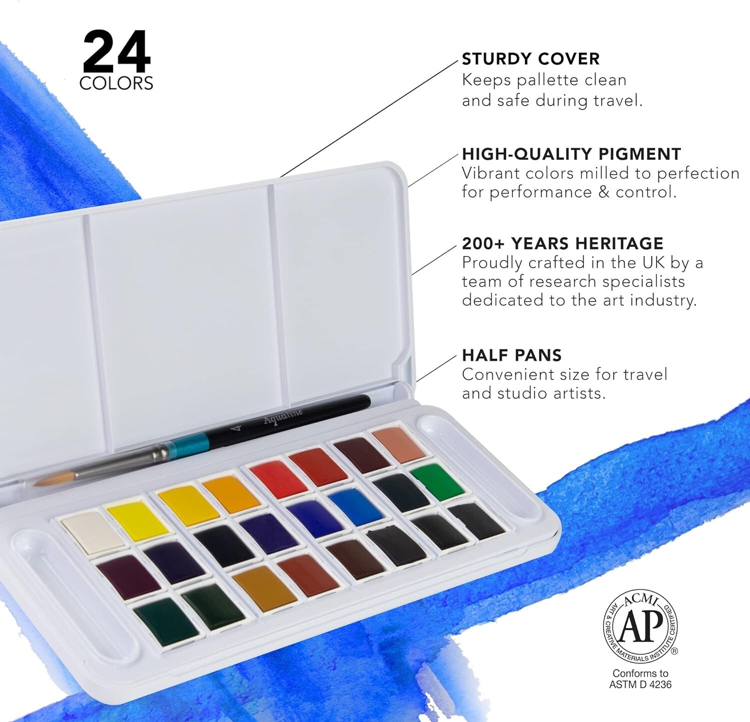 Daler Rowney Aquafine 24-pc Watercolor Travel Set Watercolor Set for Artists
