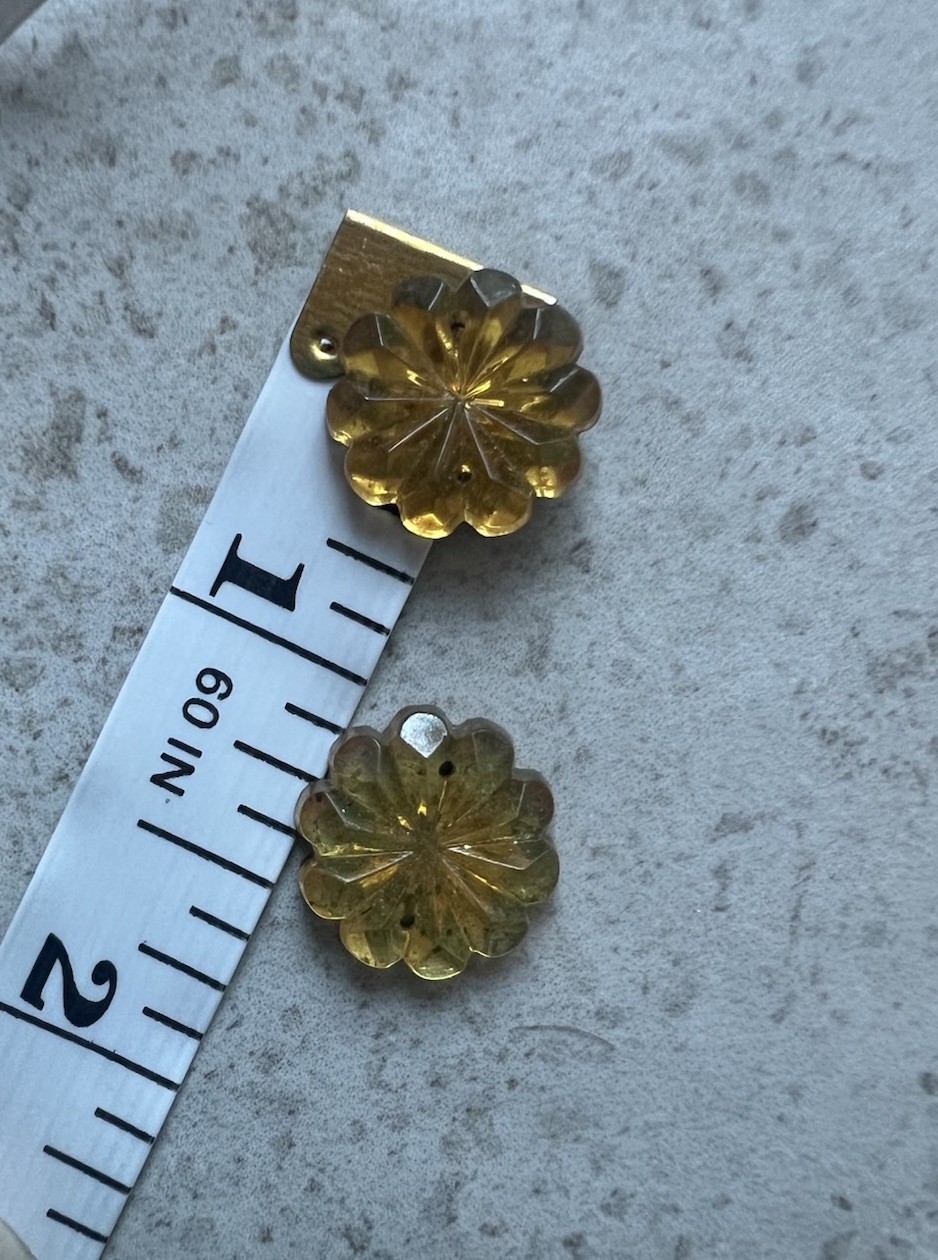 Vintage Czech Sew-On Glue-On Glass Stones Flat Back Gold Foil Yellow Dozen READ!
