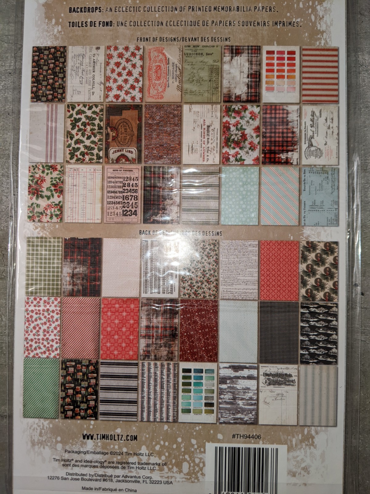 Tim Holtz Idea-Ology CHRISTMAS 2024 Backdrops Scrapbook Paper 2 PACKAGES