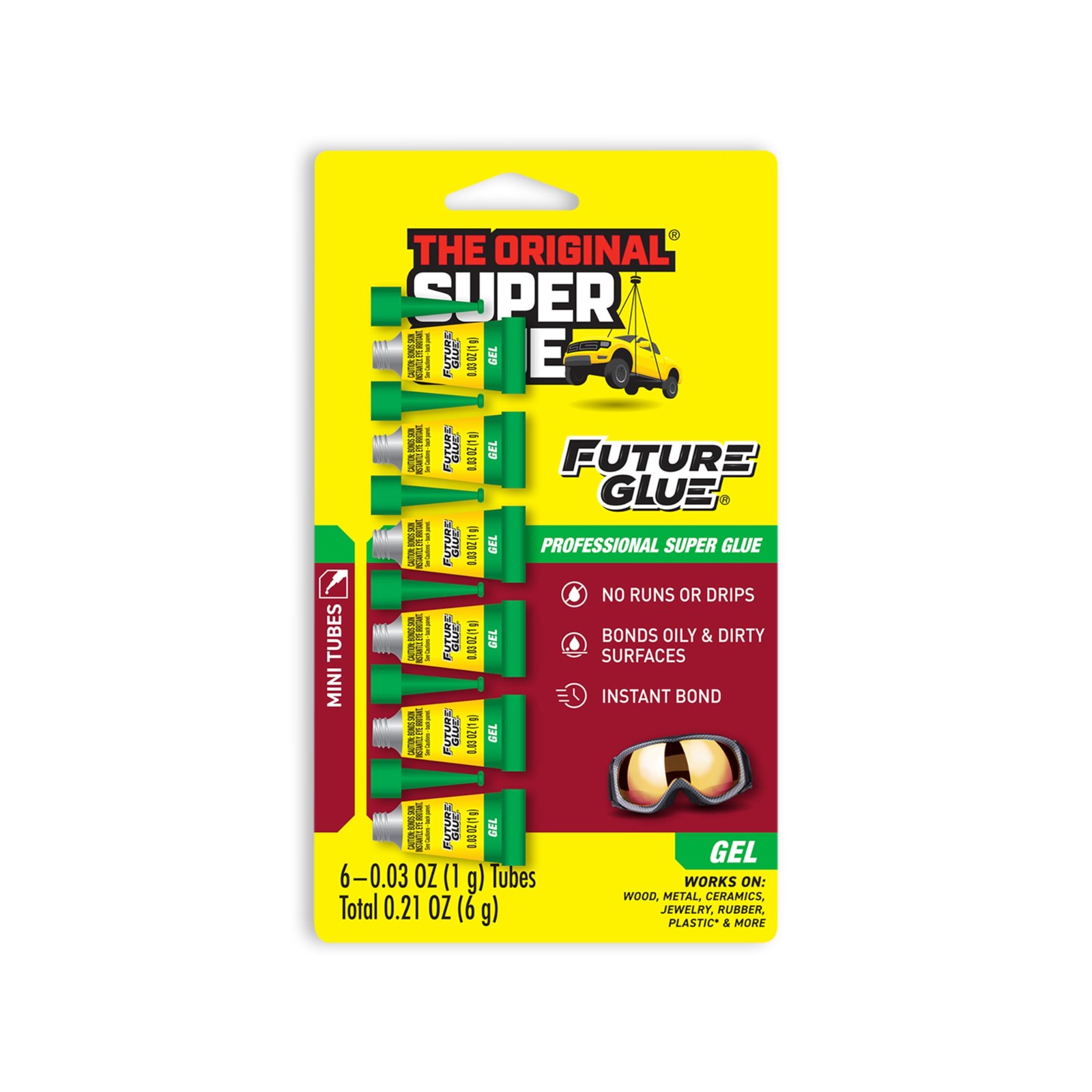 Super Glue Future Glue Gel 6 Mini Single Use Tubes, Clear, Instant Bonding, F…