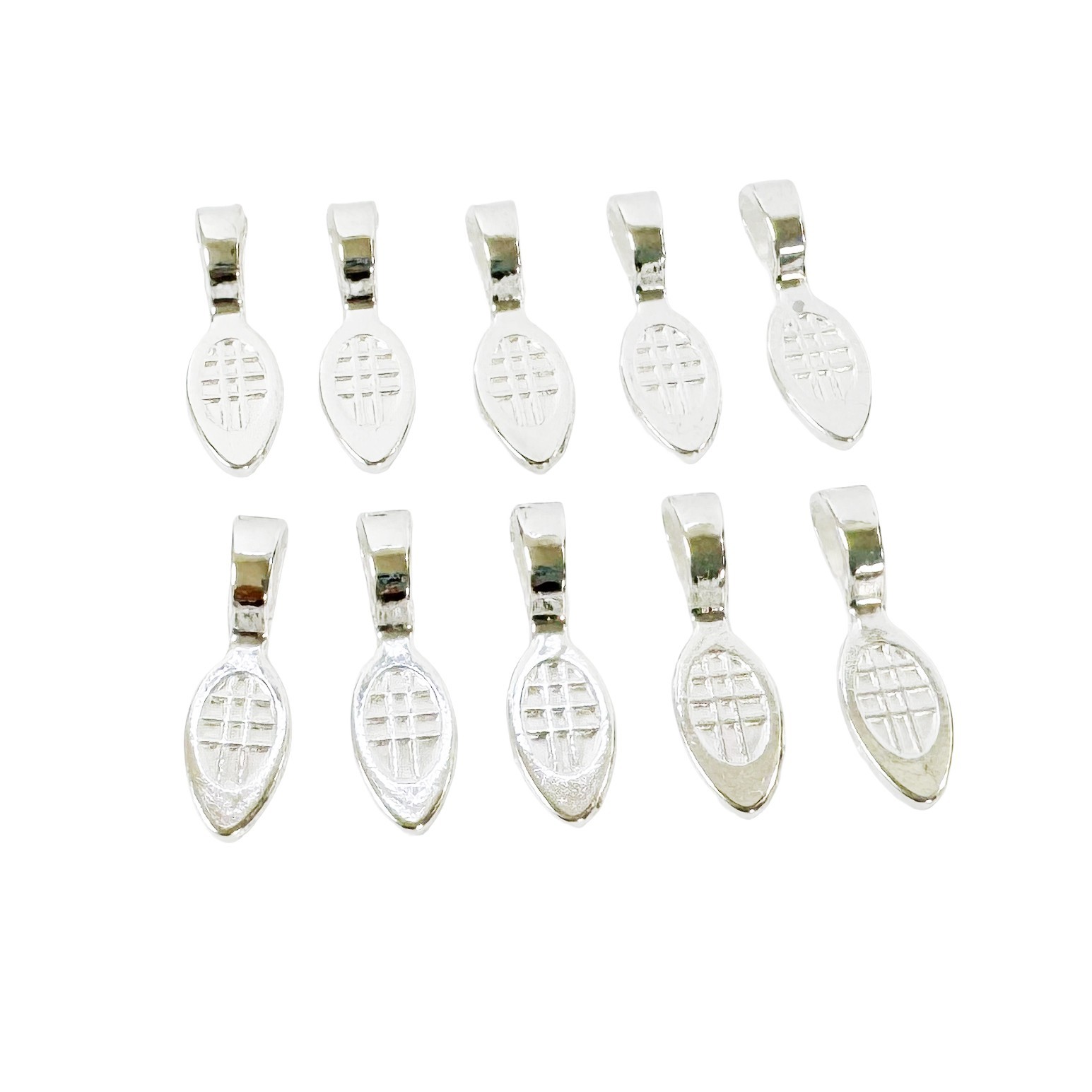 80pcs Glue On Bails Pendant Connectors for Jewelry Making 22*6mm Silver