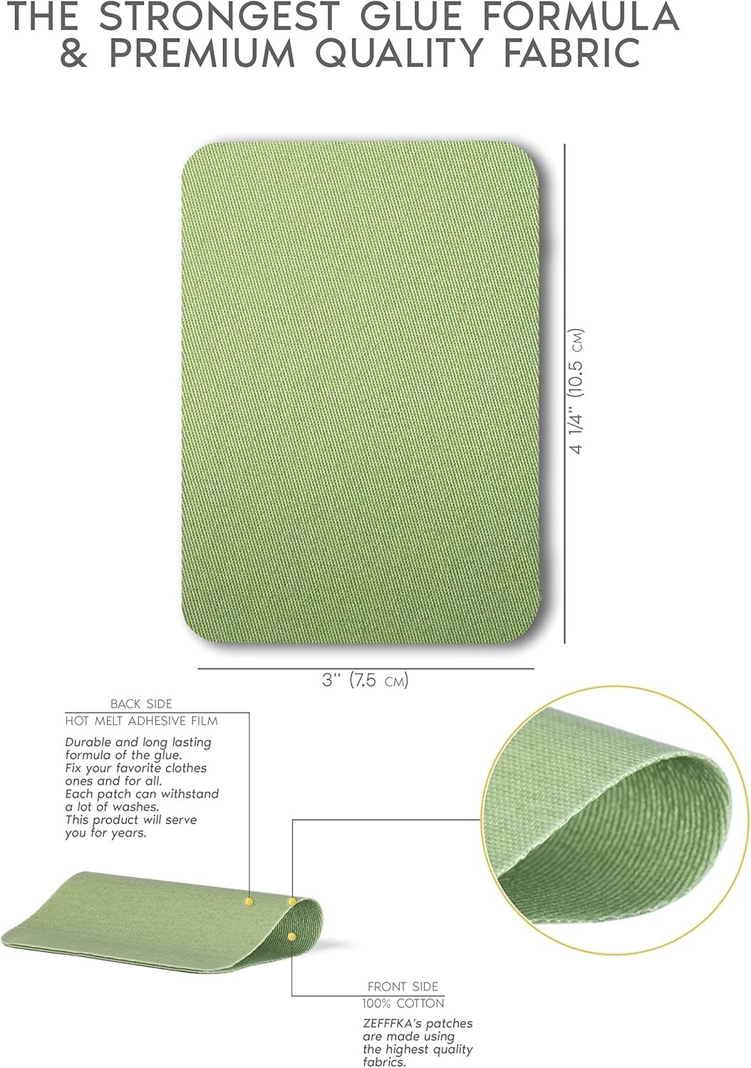 Quality Fabric Iron-on Patches Inside & Outside Strongest Glue 100% Cotton Bl…