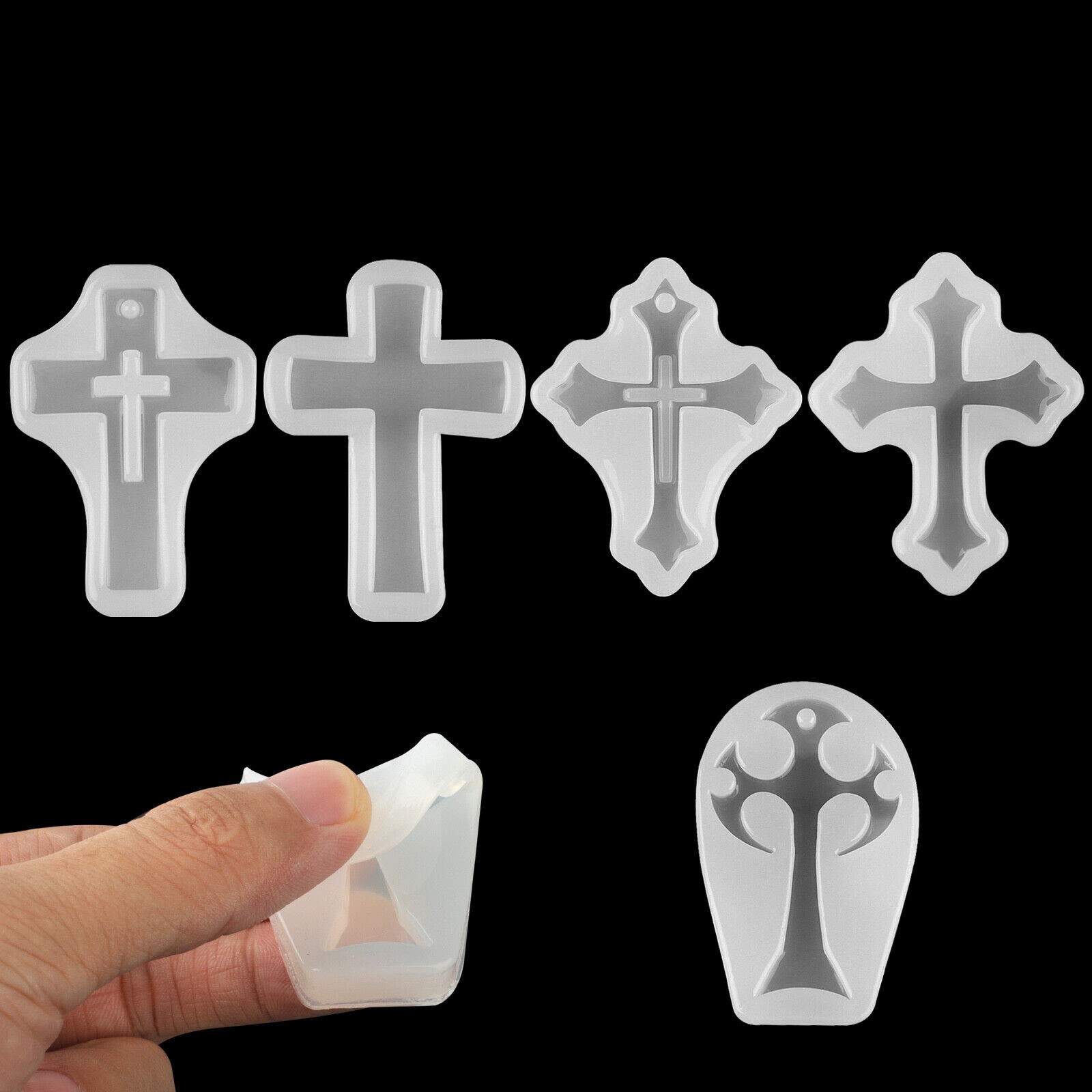 5PCS DIY Silicone Cross Resin Mold Jewelry Epoxy Making Casting Mould Craft Tool