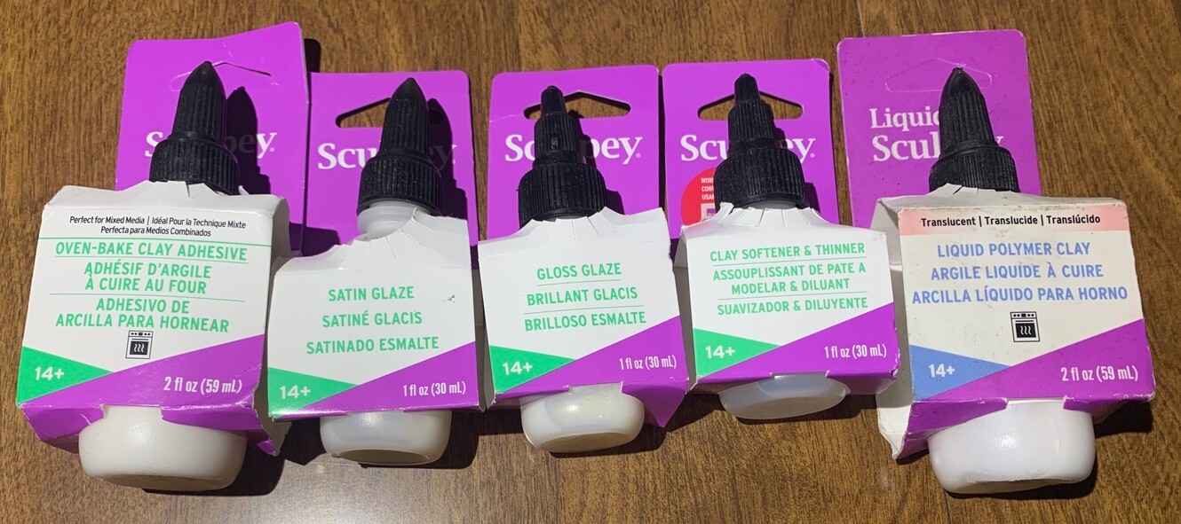 8 – Sculpey Liquid Polymer Clay Adhesive Satin Gloss Glaze Softener Thinner NEW